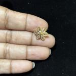 Gold Shade 6 white Stone Flower Side Pendant with 3 holes back side, sold by 1 pc