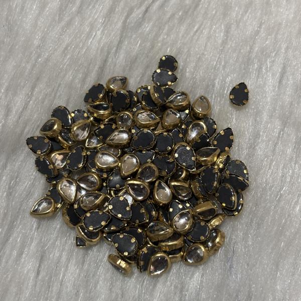 Kundhan Stone Glass White Drop- 4x6mm