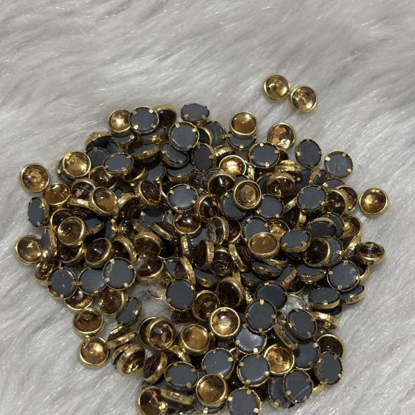 Kundhan Stone Glass Gold Round - 5mm