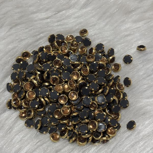 Kundhan Stone Glass Gold Round - 6mm