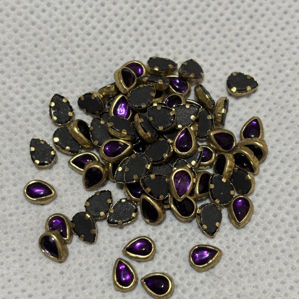 Kundhan Stone Purple Drop Shape 4x6mm