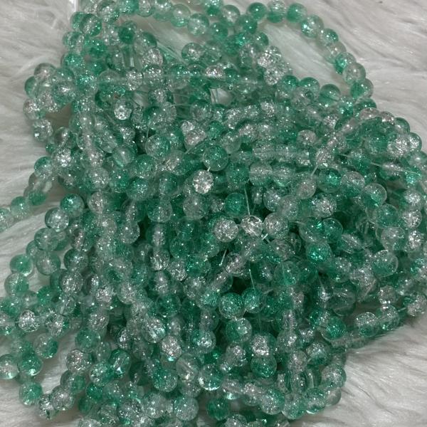 Crackle Beads White & Green 8.2x7.5mm