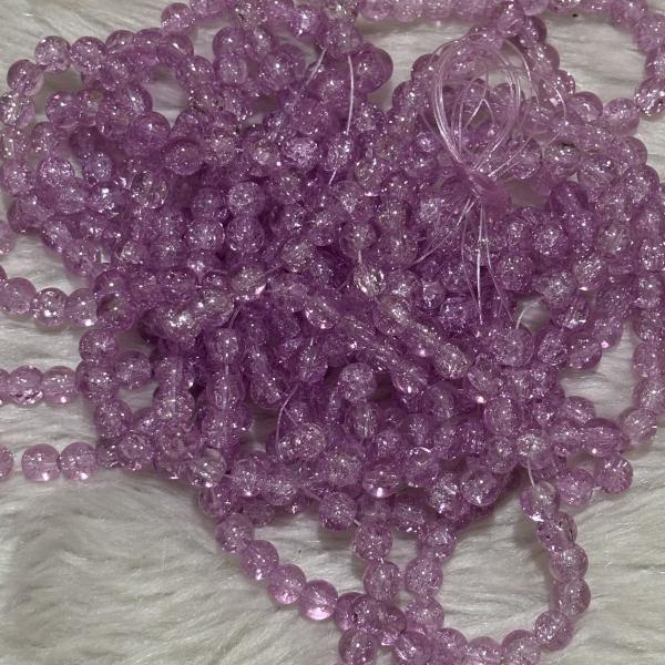Crackle Beads Plain Light Purple 8.2x7.5mm
