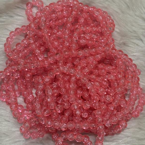 Crackle Beads Dark Baby Pink 8.2x7.5mm