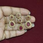 Gold Finish Pendant with 7 holes with Earrings , sold by 1 pc, Colours Available