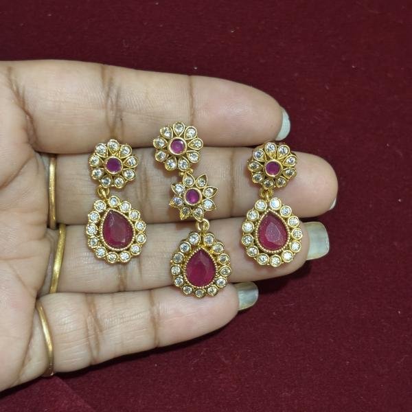 Gold Finish Pendant with 7 holes with Earrings , sold by 1 pc, Colours Available