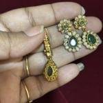 Gold Finish Pendant with 7 holes with Earrings , sold by 1 pc, Colours Available