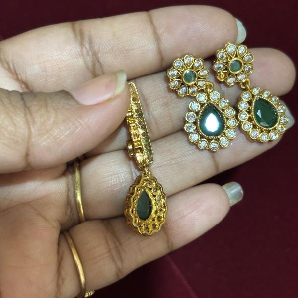 Gold Finish Pendant with 7 holes with Earrings , sold by 1 pc, Colours Available