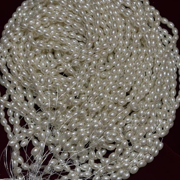 Rice Pearls 8 X 6 mm White Shade, sold by 1 line