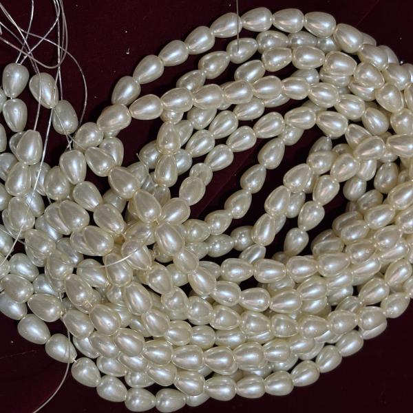 Light Cream Shade Drop Shape Pearls 10 X 7.5 mm