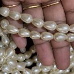Light Cream Shade Drop Shape Pearls 10 X 7.5 mm