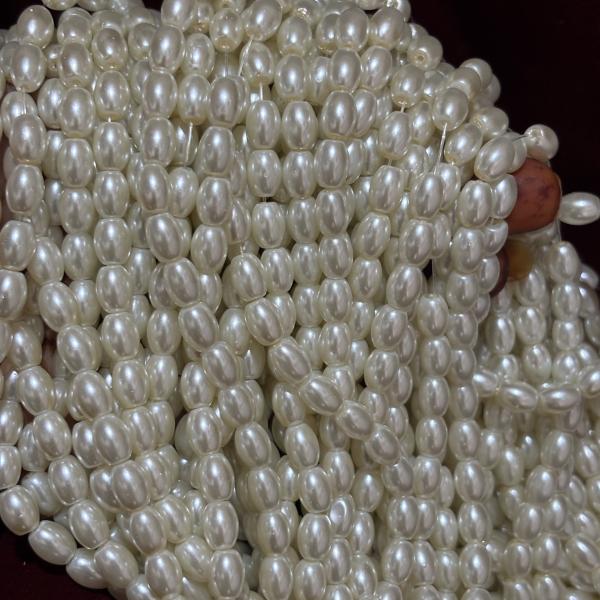 Rice Pearls 8 X 6 mm White Shade, sold by 1 line