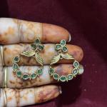 Mehandi Finish Polki Stone Chandbali Earrings, Colours available, Set of 1 Pair