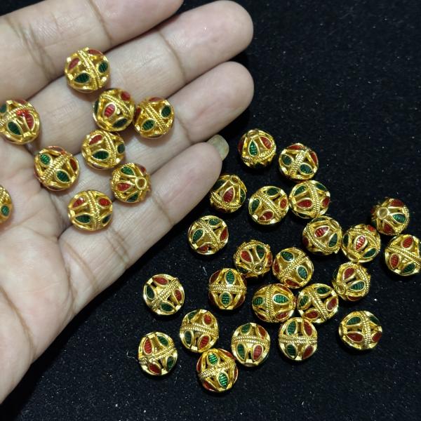Gold Finish Multi colour Ball 9mm Sold By 1 pc