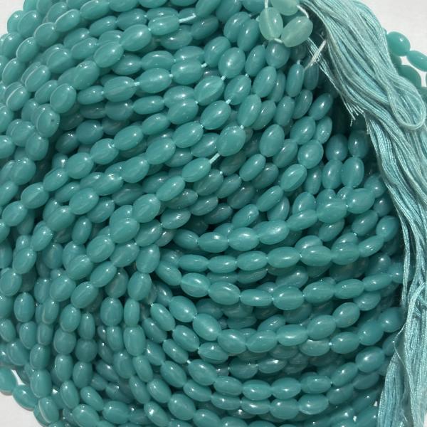 Monalisa Flat oval shape Beads  Sea Blue 4.5x7mm, Minimum Order Qty 2 lines