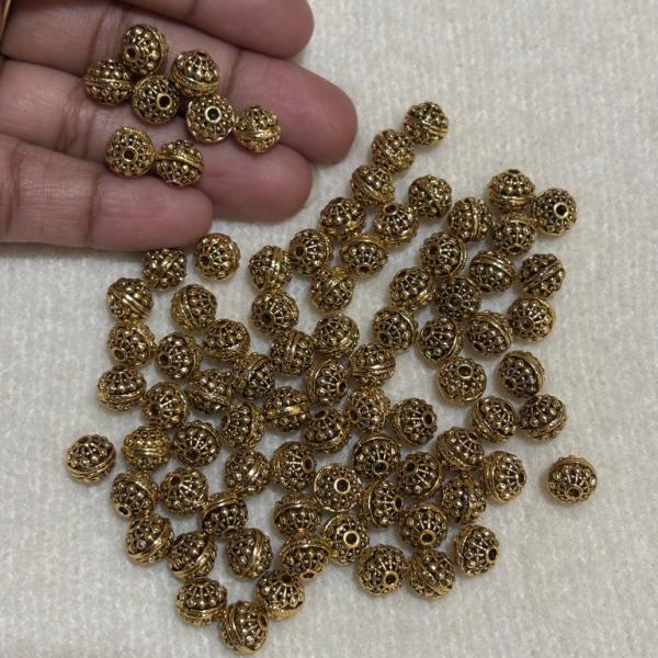 Antique Gold Nakshi balls  7.6x8mm Sold By 1 pc
