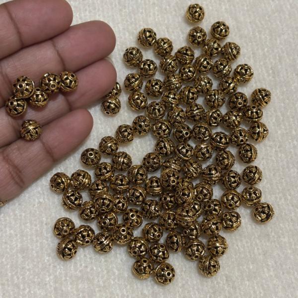 Antique Gold Nakshi balls  7.3x7.4mm Sold By 1 pc