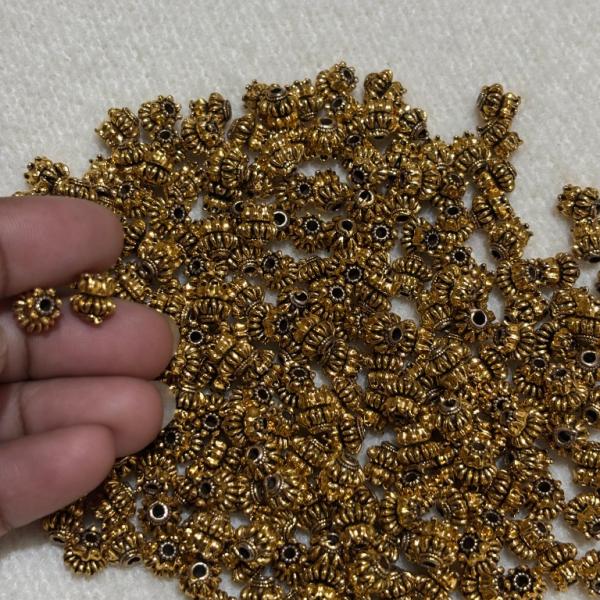 Antique Gold Double Lotus Nakshi balls 7.6x7mm Sold By 1 pc