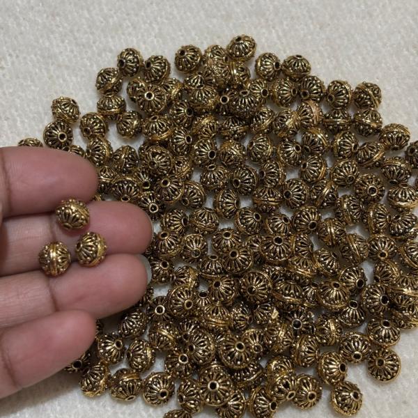 Antique Gold  Nakshi balls  6.2x8.1mm Sold By 1 pc