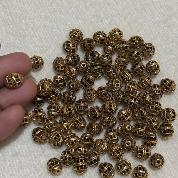 Antique Gold Nakshi balls  9.3x8.1mm Sold By 1 pc
